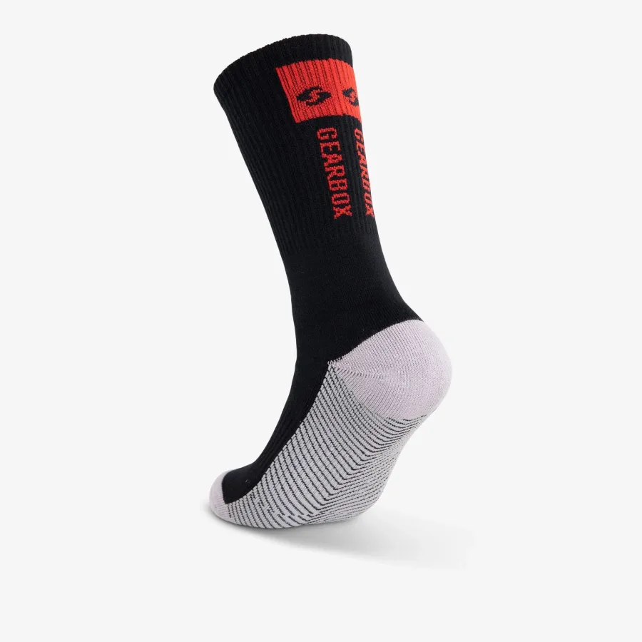 Tất Gearbox Crew Socks Black/Grey nhìn nghiêng từ phía ngoài