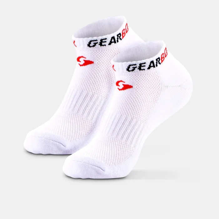 Tất pickleball Gearbox No-Show Socks - White/Black/Red