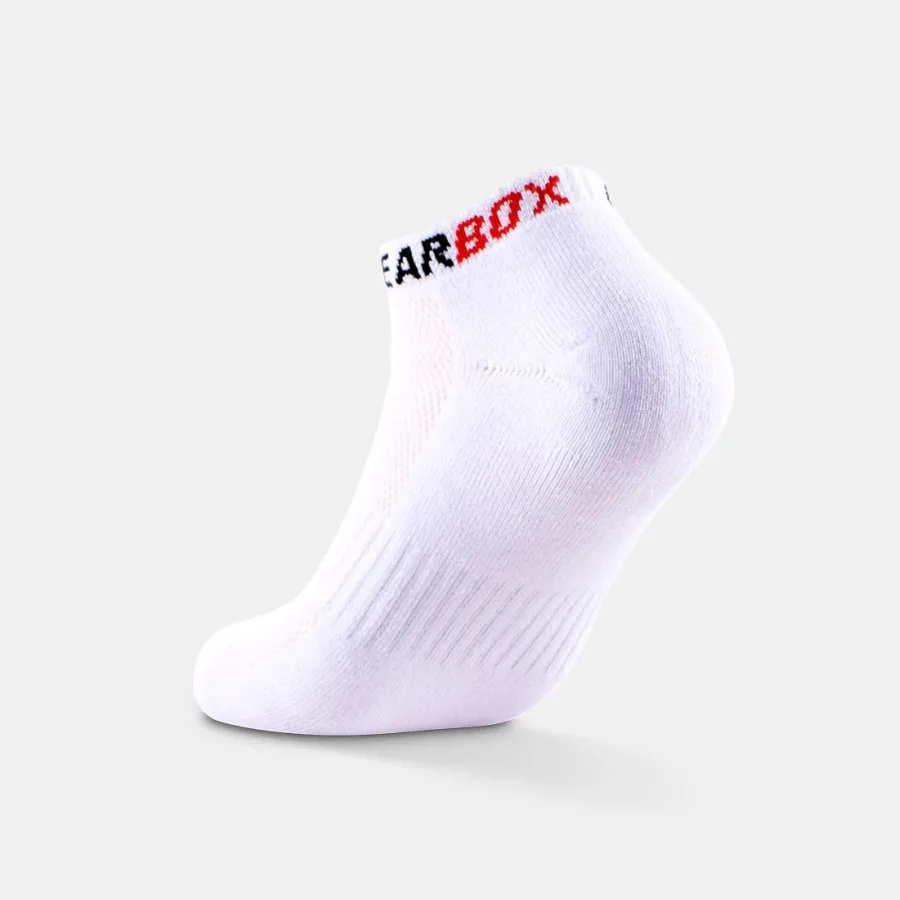 Tất Gearbox No-Show Socks White/Black/Red nhìn từ phía sau gót