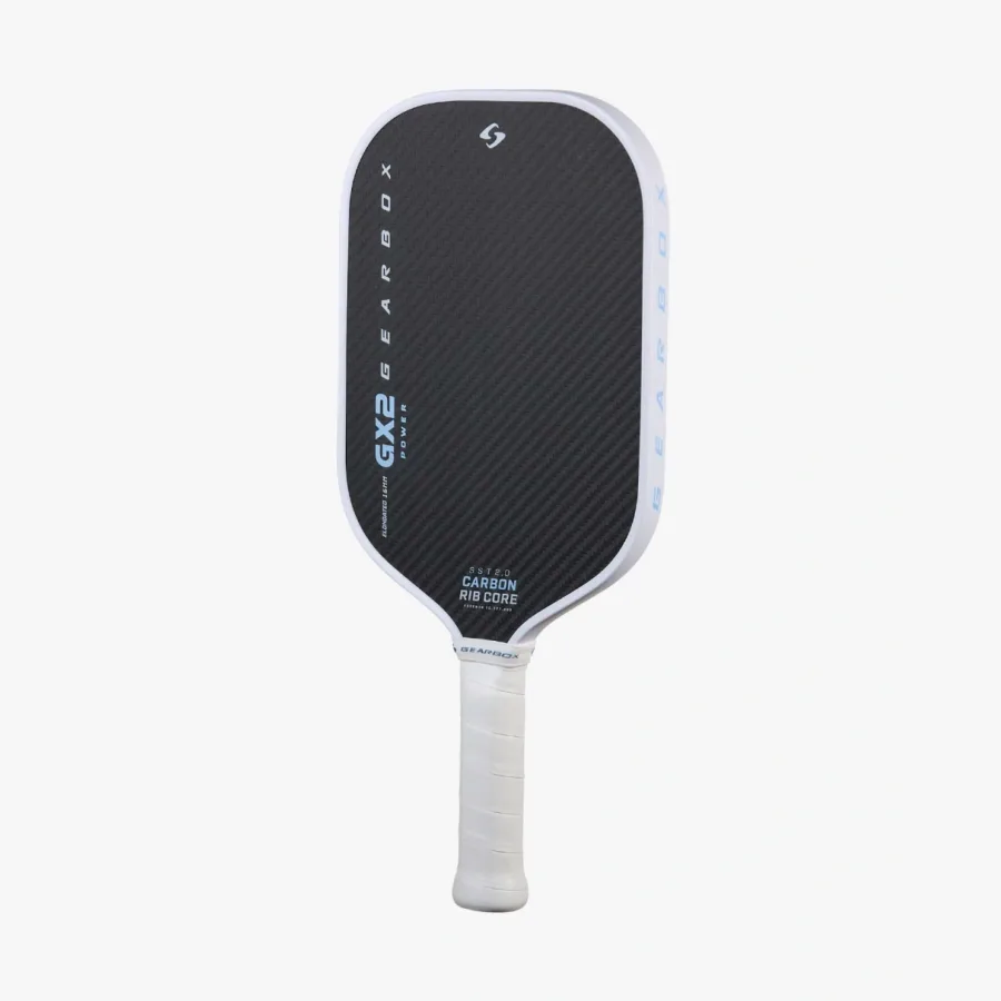 Mặt sau GX2 Power Elongated Limited Edition White nhìn thẳng, thấy trọn chiều dài vợt