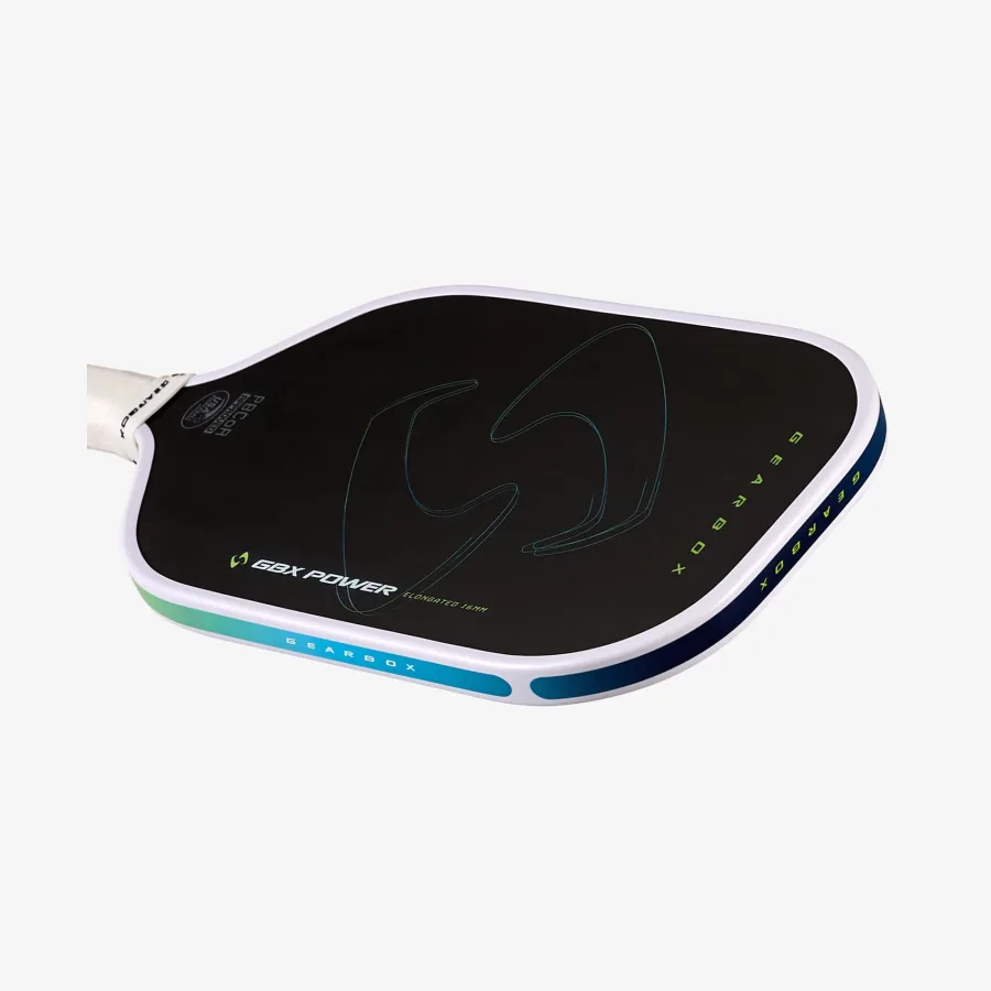 GBX Power Elongated nằm ngang, nhìn rõ phần mép khung và bề mặt carbon của vợt