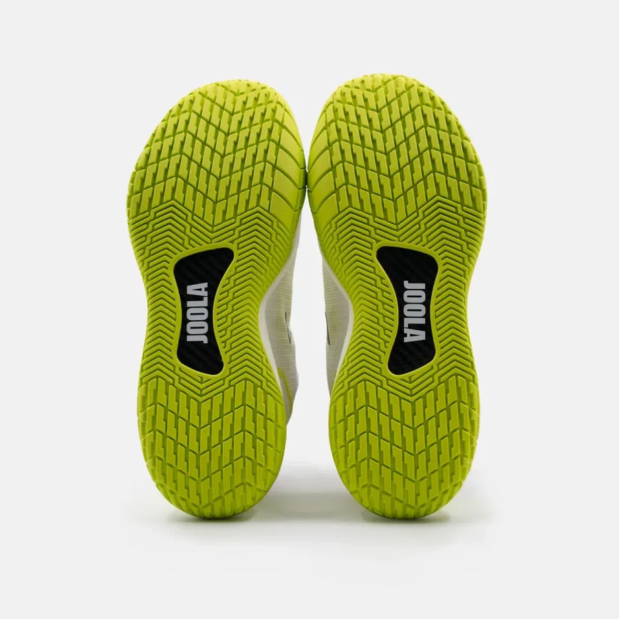 Mặt đế ngoài đôi giày JOOLA R4LLy White/Black-Pickleball Green nhìn từ dưới