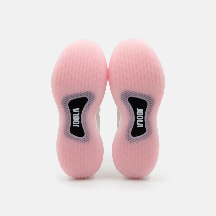 Đế ngoài đôi giày JOOLA R4LLy nữ White/Light Pink nhìn từ dưới lên